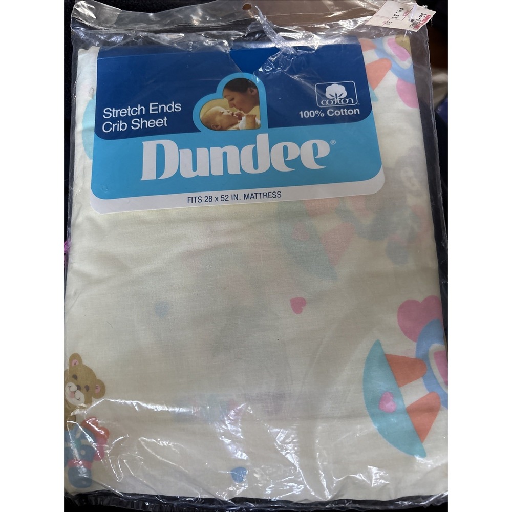 Vintage Dundee 100% Cotton Crib Rocking Horse Teddy Bear 28x52‎